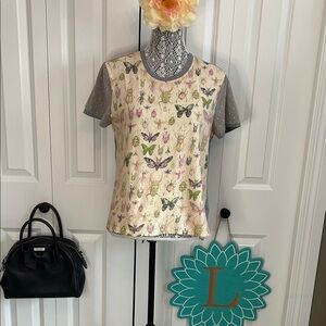 Floral Butterfly Print Women's Top